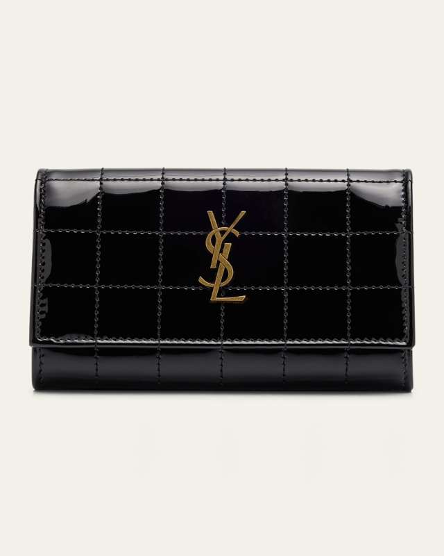 YSL Monogram Small Flap Wallet in Quilted Patent Leather